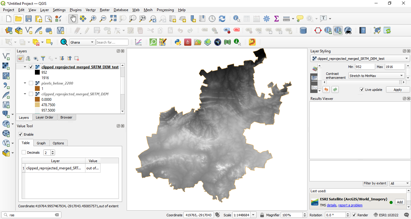 Raster layers clipped by Gauteng province contour