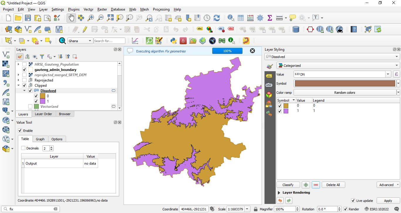 Result of converting a raster dataset to a vector dataset