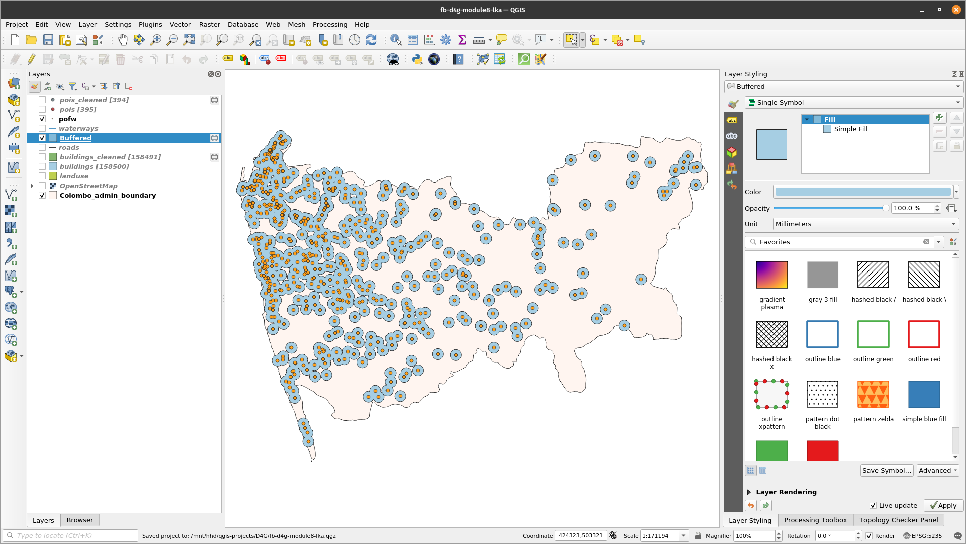 Running buffer on a point vector layer