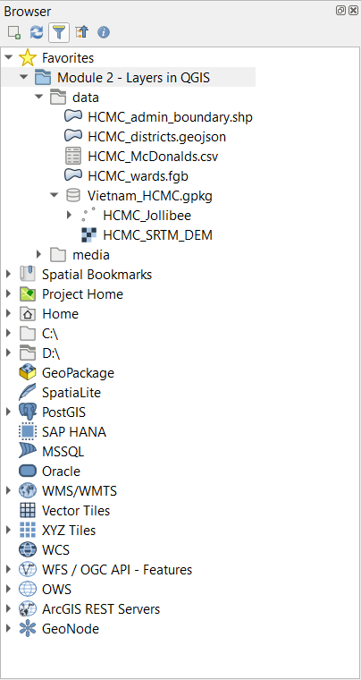 Các files của Module 2 trong Browser Panel