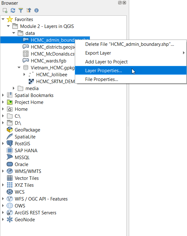 Xem Layer Properties