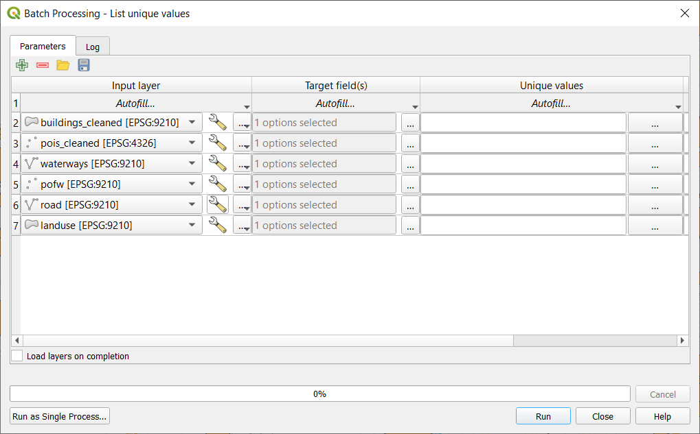 List unique values in a vector layer functionality (Batch Processing)