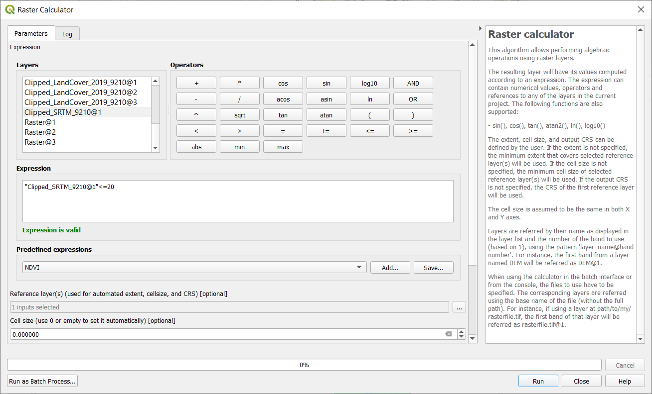 Thêm công thức tính toán trong Raster Calculator